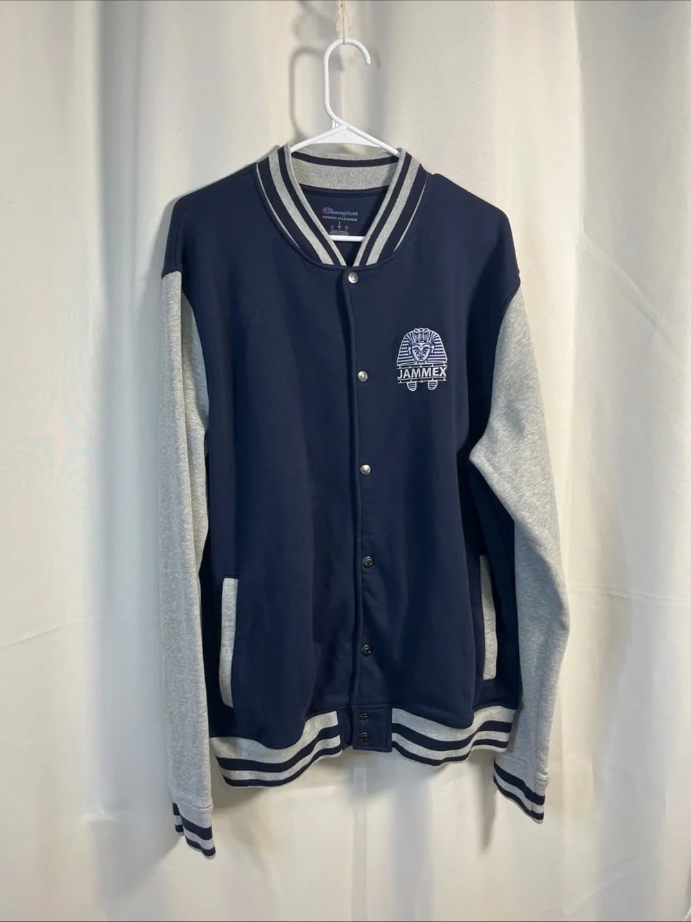 Champion Authentic ActiveWear Jammex Navy Blue Gray jacket Large